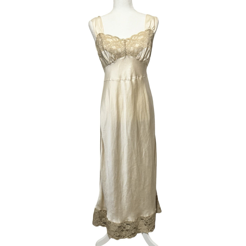 Vintage 90s does 40s Victoria's Secret Silk Slip Maxi Dress lace size Medium