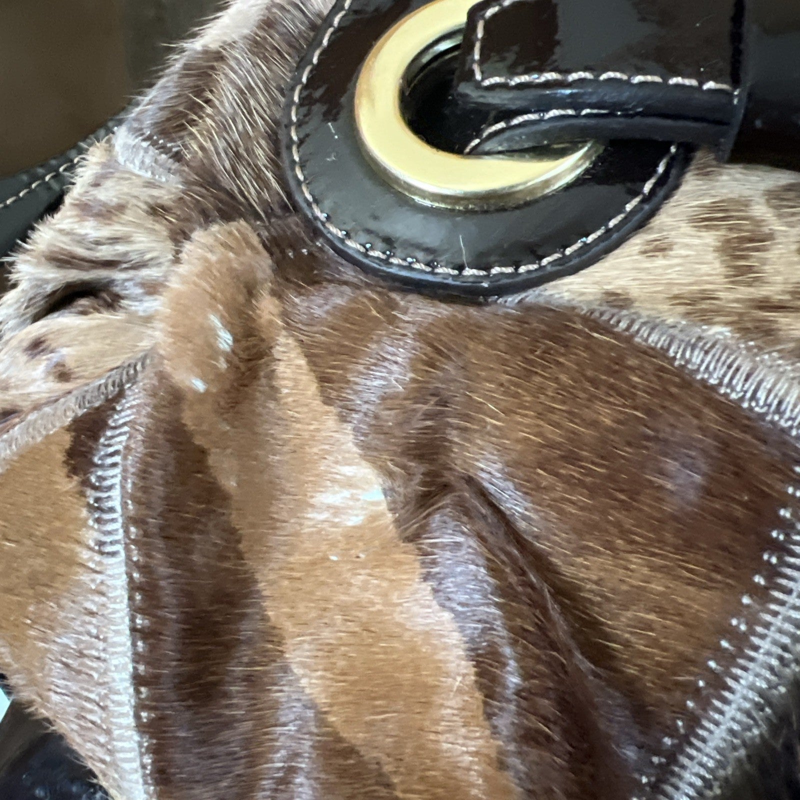 Francesco Biasia Animal Print Leather Shoulder Bag
