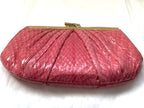 Judith Leiber Clutch Snakeskin RASPBERRY PINK Evening Bag Shoulder Vintage 1980s