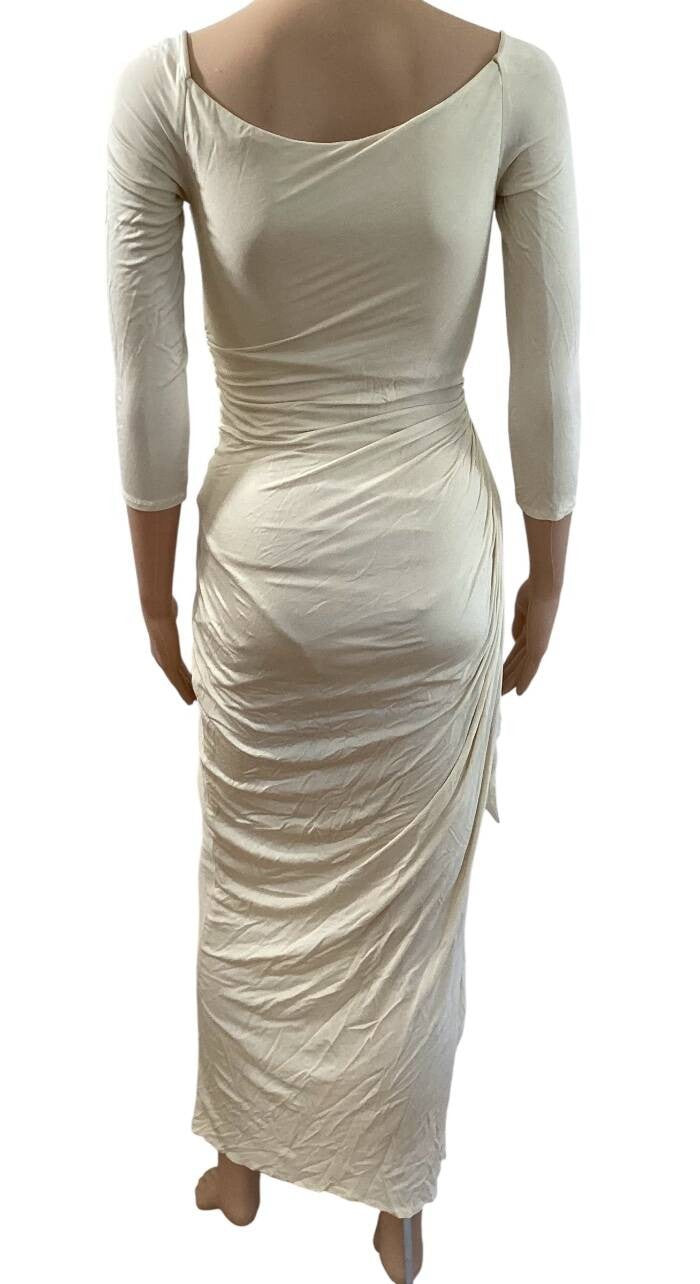 GIANNI VERSACE ss/1995 RUNWAY HIGH SLIT IVORY GOWN SIZE IT 40