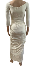 GIANNI VERSACE ss/1995 RUNWAY HIGH SLIT IVORY GOWN SIZE IT 40