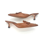 Vintage Manolo Blahnik  Bow Fringe Detail Pointed Toe Kitten Heel Mules 39.5