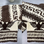 Vintage Couchan Indian Hand knit Wool Sweater Zip Eagle  Size M