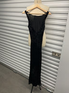 Vintage Betsey Johnson Black Floral Velvet Dress