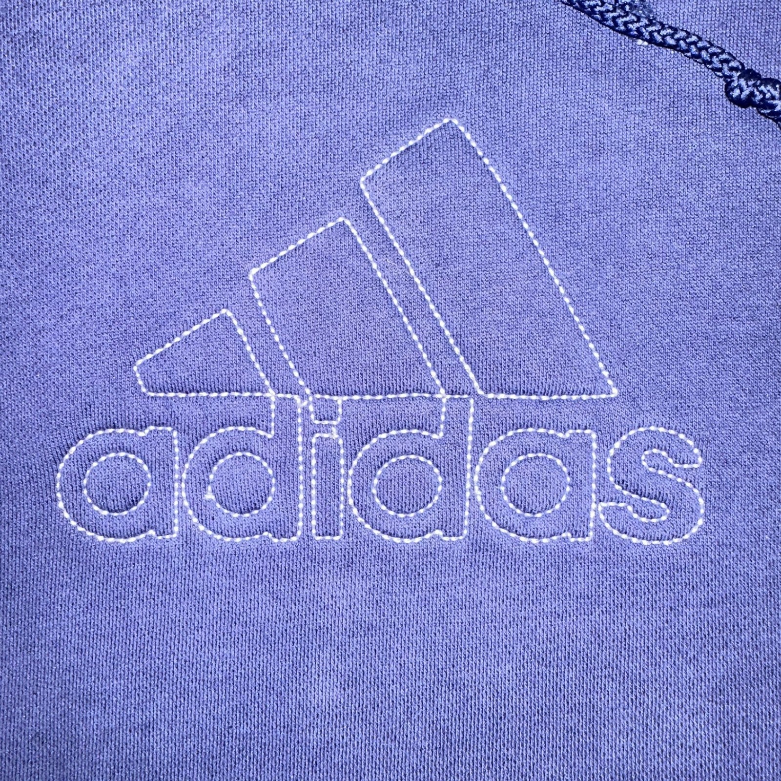 Vintage Adidas Hoodie Sz Large Center Logo Spellout Navy Embroidered Distressed
