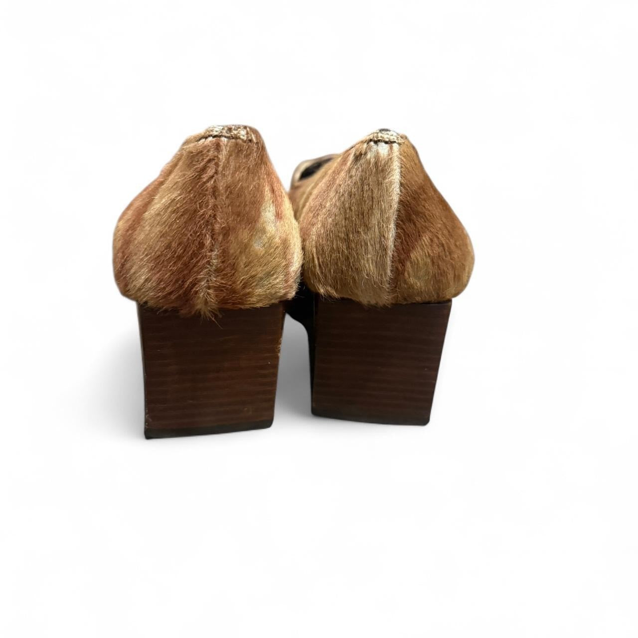 Vintage Fendi Ponyhair Square Toe Block Heels in good condition