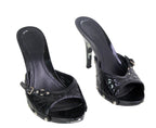 Dior Quilted Patent Leather High Heel Sandal Mules Black Size 36.5