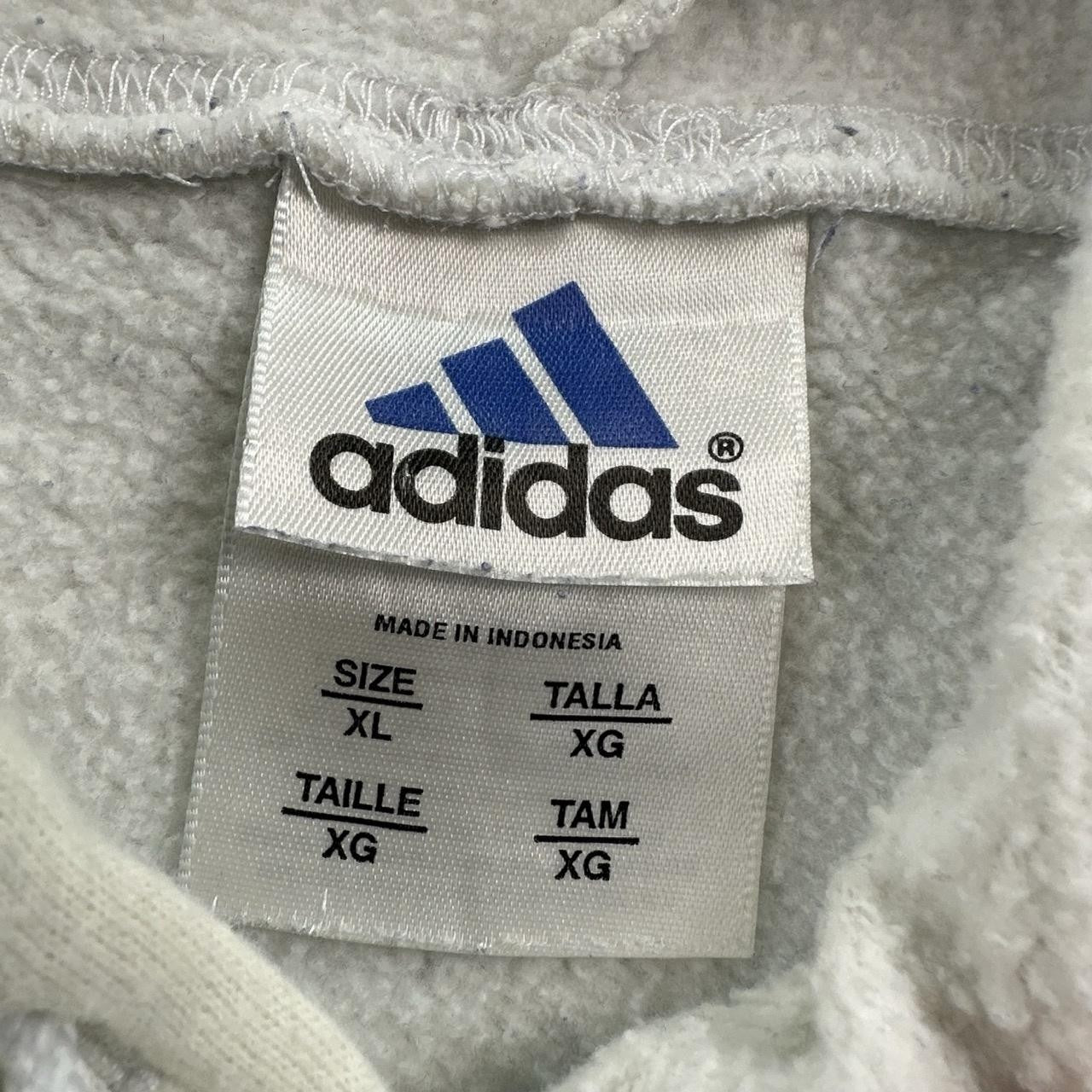 Vintage Adidas Hoodie Sweatshirt Mens XL White Blue Raglan Fleece 3 Stripes y2k