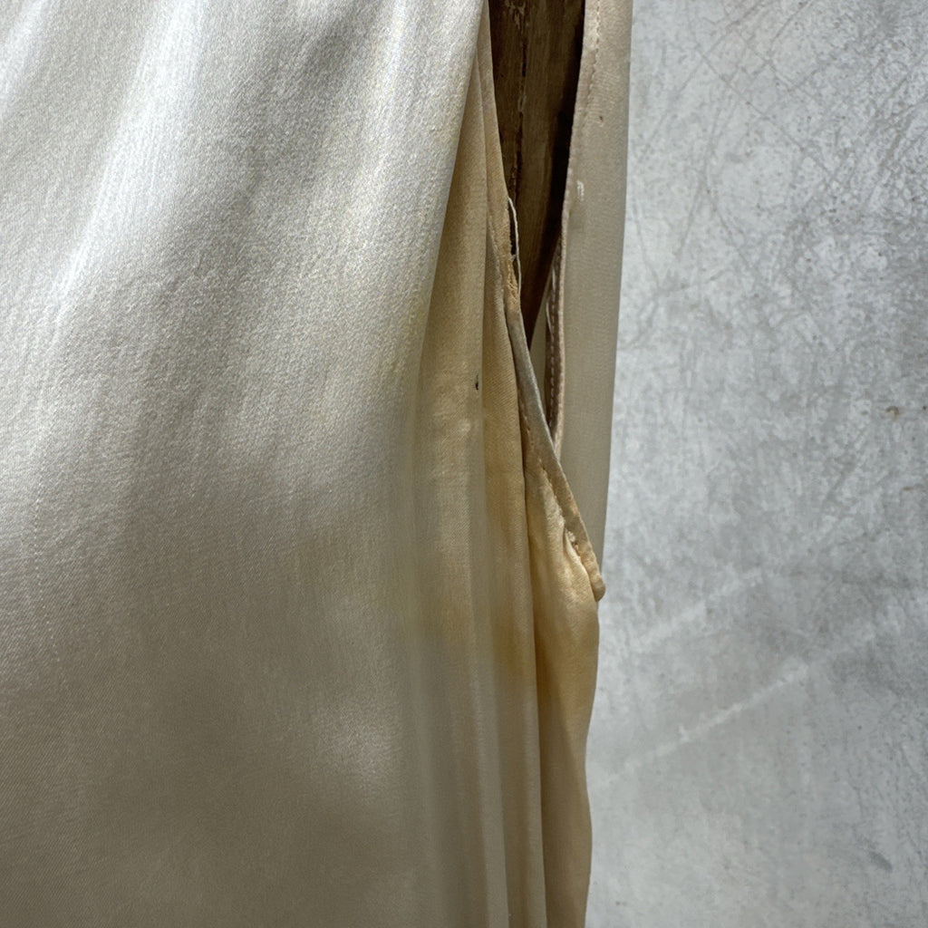 Vintage 1930s White Candlelight Silk Satin Gown Bias Cut Wedding Bridal Dress