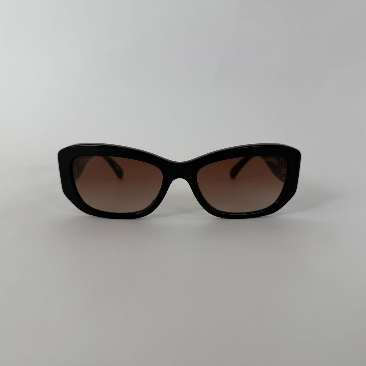 Chanel 1990s Oversized Black Sunglasses with Gold CC Hardware