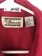Vintage Tillman Western Button Up Womens Red Shirt Leather Grommets SZM   B2