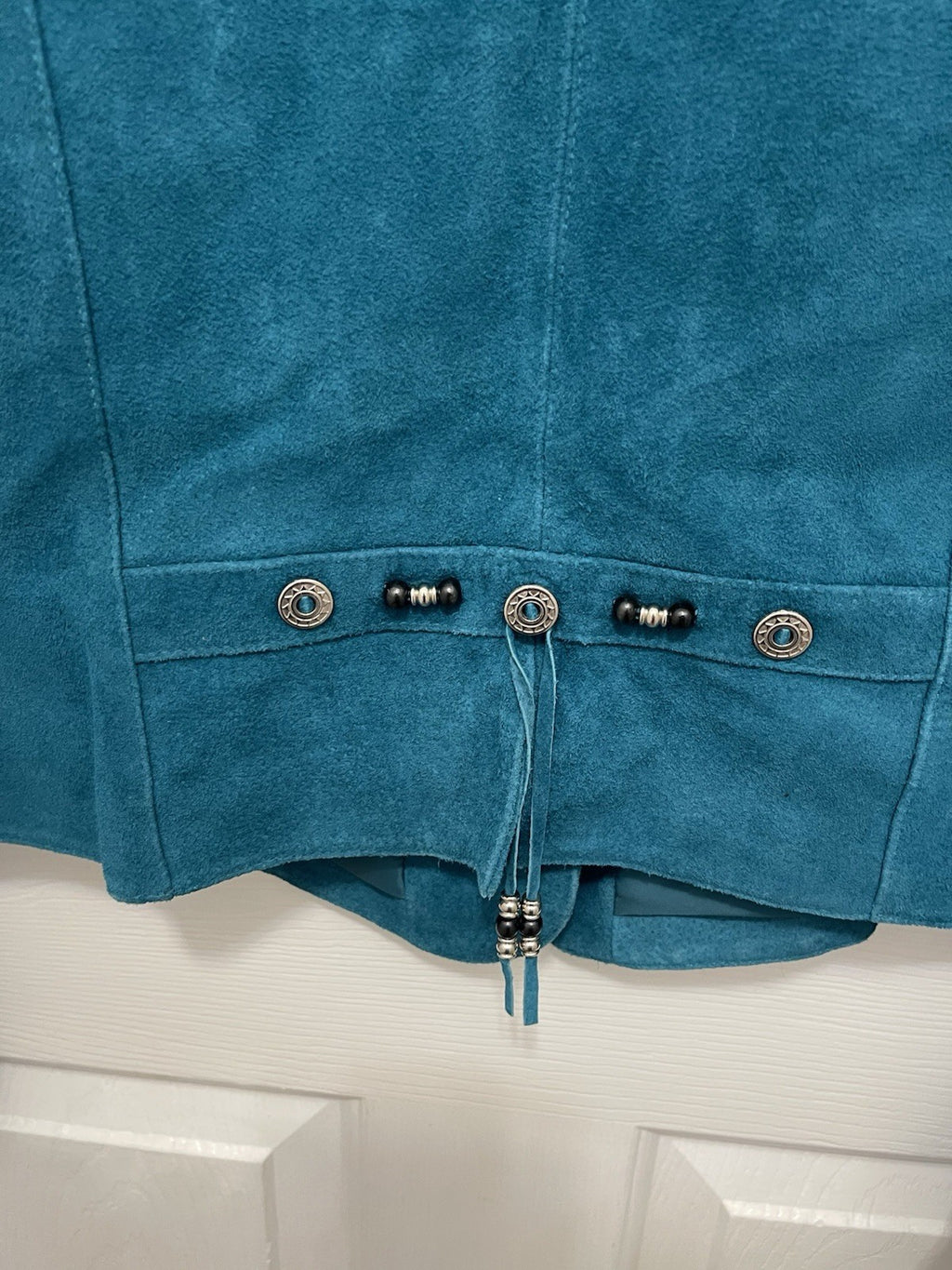 Cripple Creek Suede Leather Jacket Fringed Studded Beaded Teal Women's Large