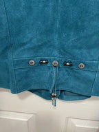 Cripple Creek Suede Leather Jacket Fringed Studded Beaded Teal Women's Large