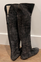 GIUSEPPE ZANOTTI Suede Croc Print Ballet Flat Pull On Boot Boots 38.5 / 8.5 Zip