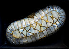 REAL Vintage Mother of Pearl Clutch Purse 50S Kidney Shape Filigree Brass Clasp
