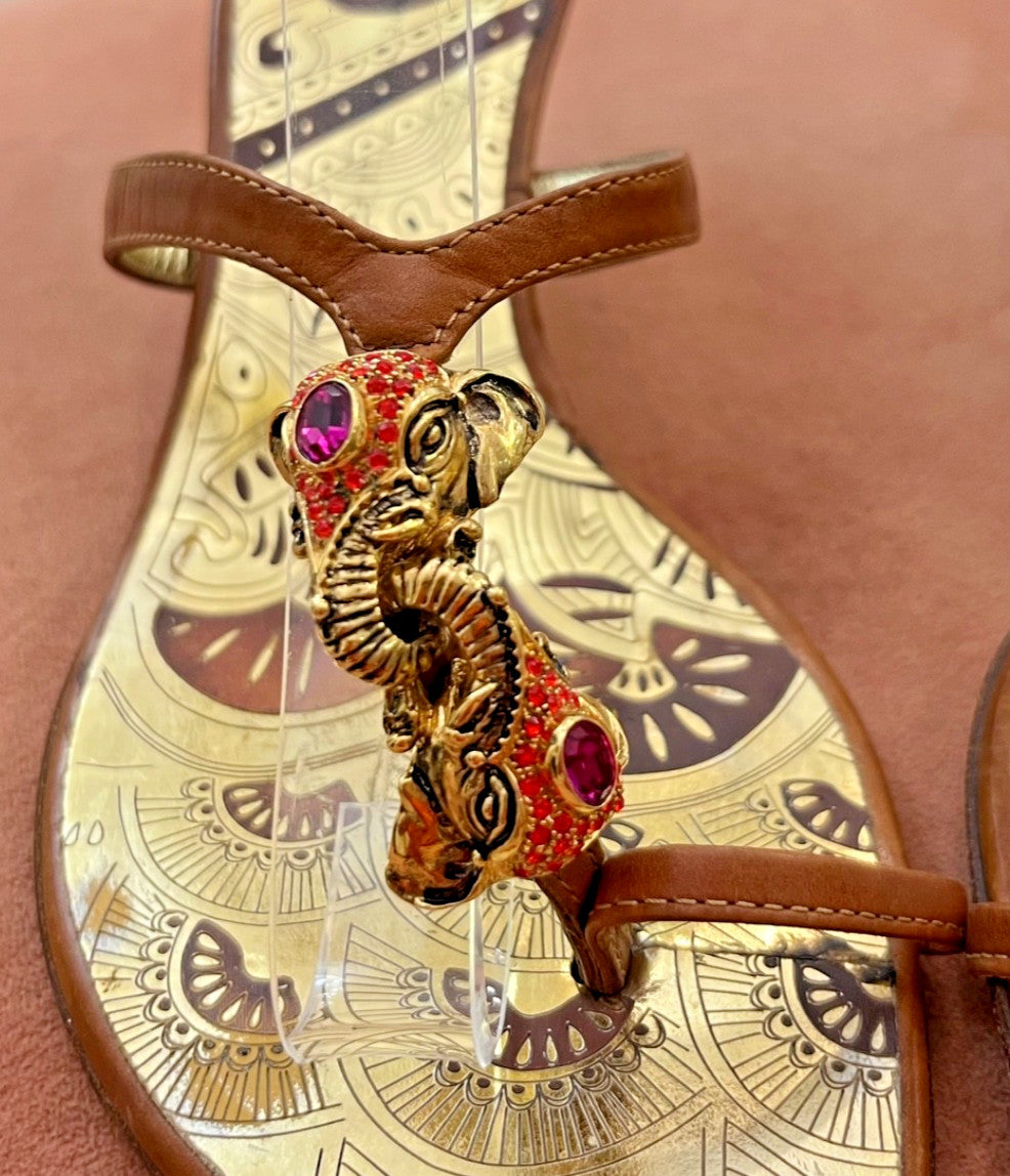 Vintage Giuseppe Zanotti Jeweled Kissing Elephant Thong Heels