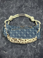 NEW Vintage Y2K Guess Leopard Pattern Denim Baguette Mini Handle Bag Women's