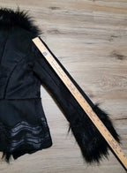 Caché Black Faux Fur Trim Leather Jacket Medium