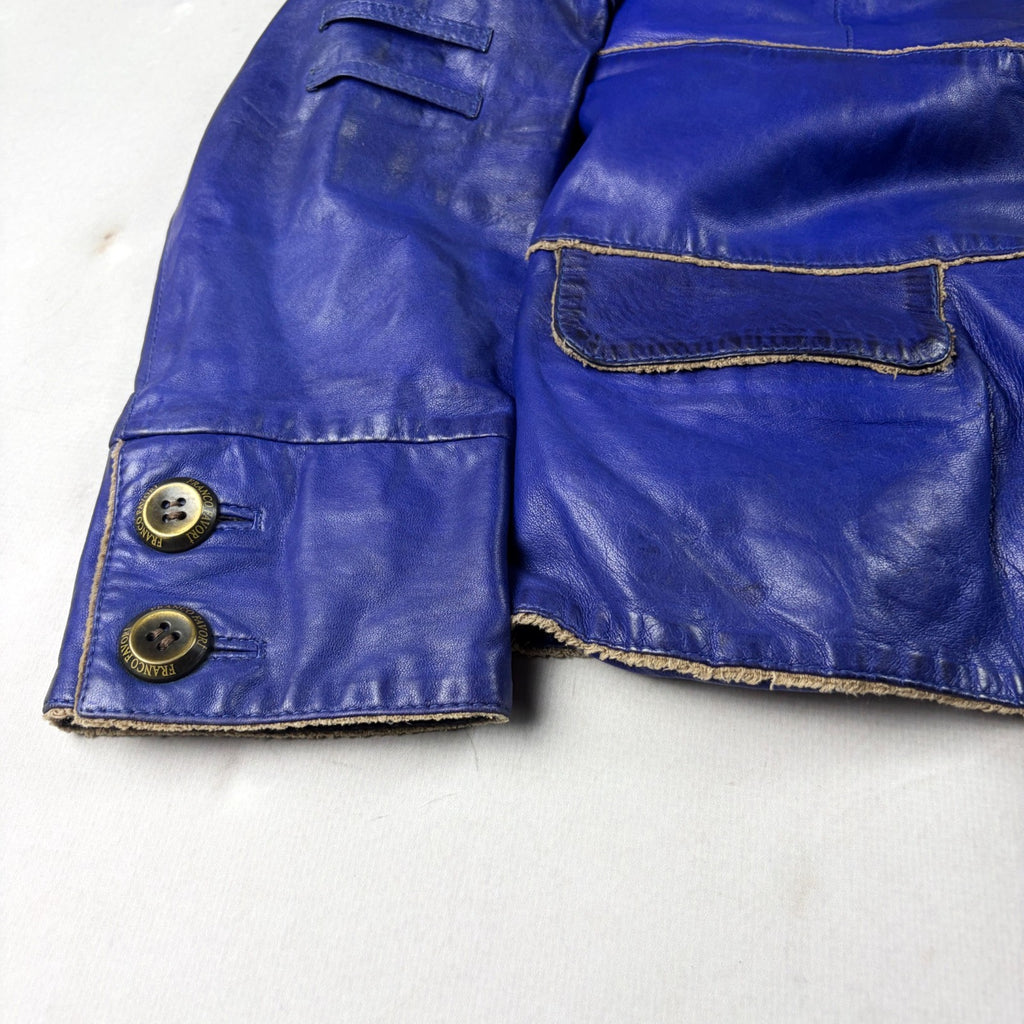 Franco Favori Vintage Real Leather Jacket Small Blue