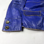 Franco Favori Vintage Real Leather Jacket Small Blue