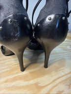 Gucci Vintage GG Canvas Horsebit Ankle Strap Pumps Black US 7B