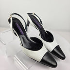 Ralph Lauren Collection Y2K Black and White Cap Toe Slingback Pumps Size 5.5B