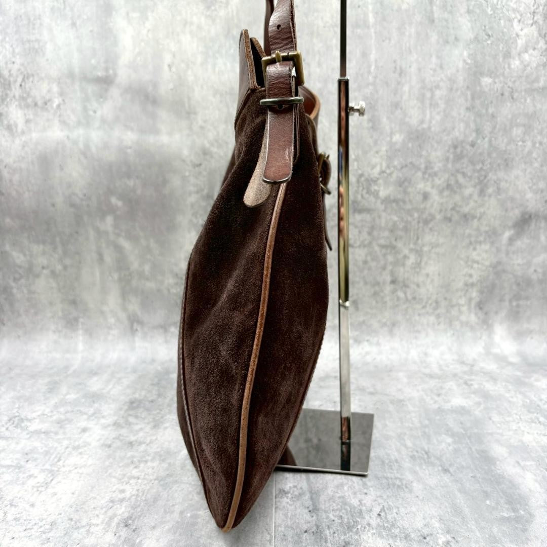 Ralph Lauren Vintage Suede Leather Hobo Shoulder Bag Brown