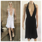 Versace Vintage Plunging Halter Embellished Dress Size 42