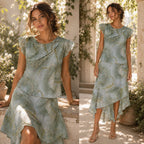 Vintage Y2K Sage Green Tiered Two Piece Skirt Set Size 14