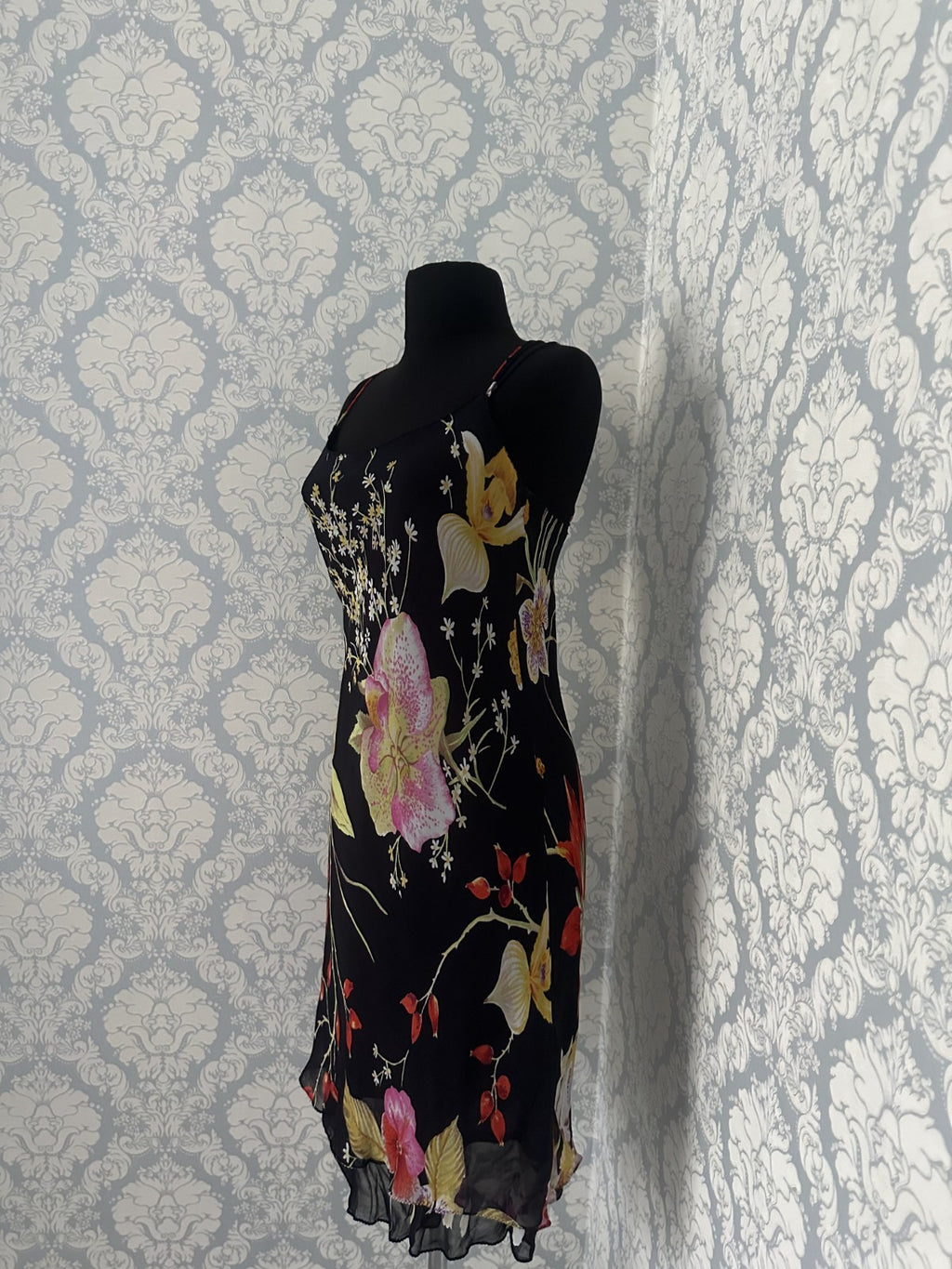 René Derhy Y2K Floral Spider Back Midi Dress