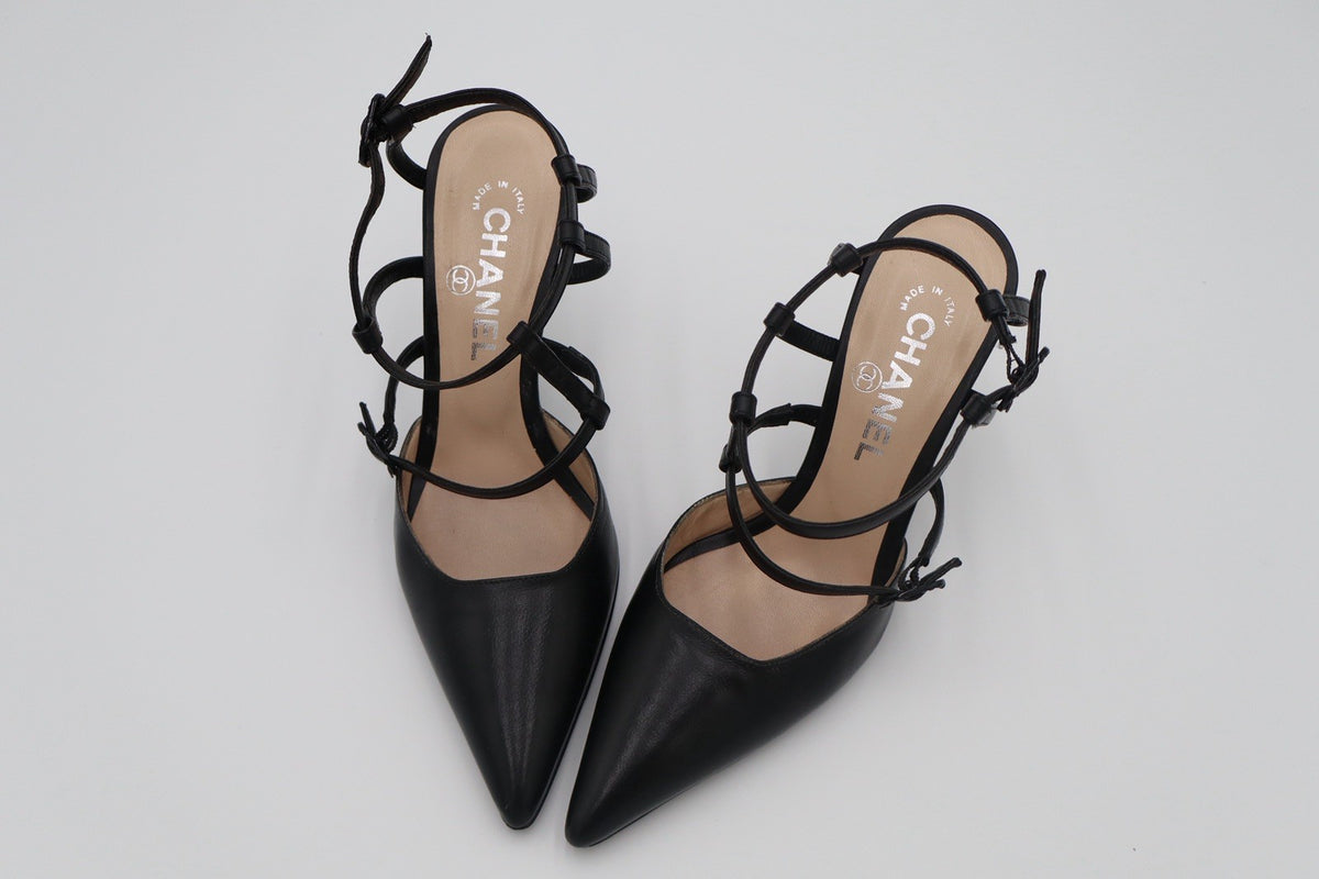 Vintage Chanel Strappy Pointed Toe Heels