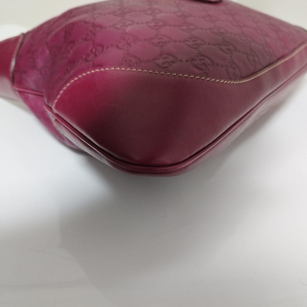 GUCCI Jackie Shima Leather Shoulder Bag Red Purple Hobo 153029