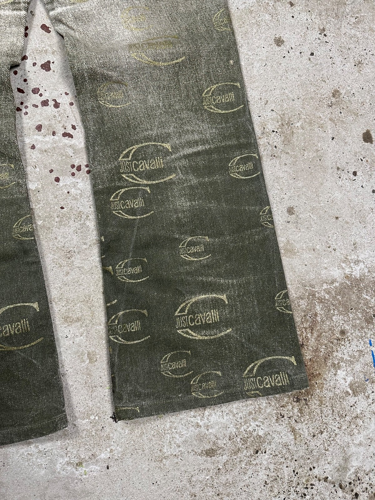 Vintage 2000s Roberto Just Cavalli Monogram Flare Denim Pant Bootcut Print
