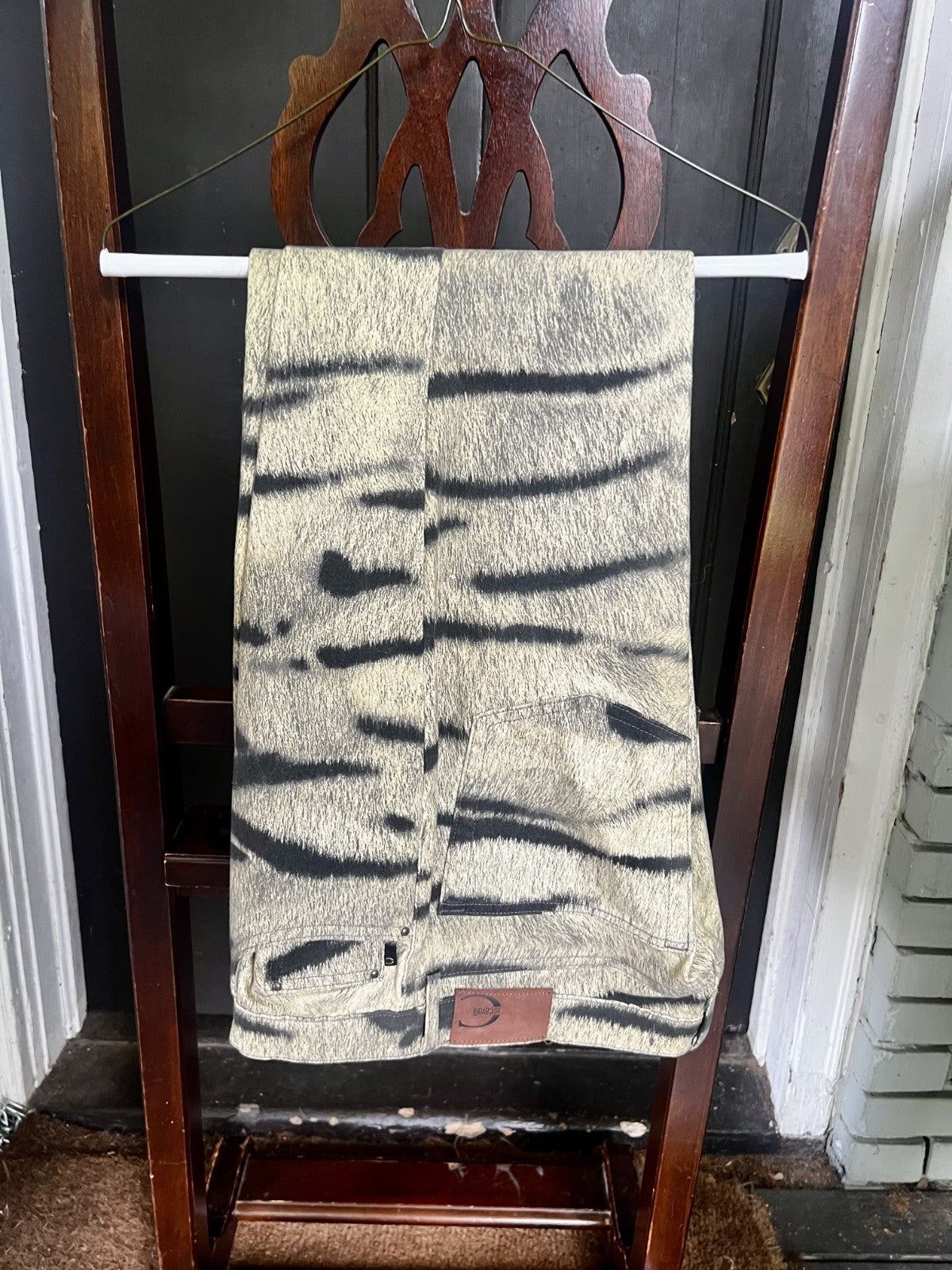Vintage 2000 Just Cavalli Zebra Print Denim Wide Leg Pants US size 36 /30 inseam