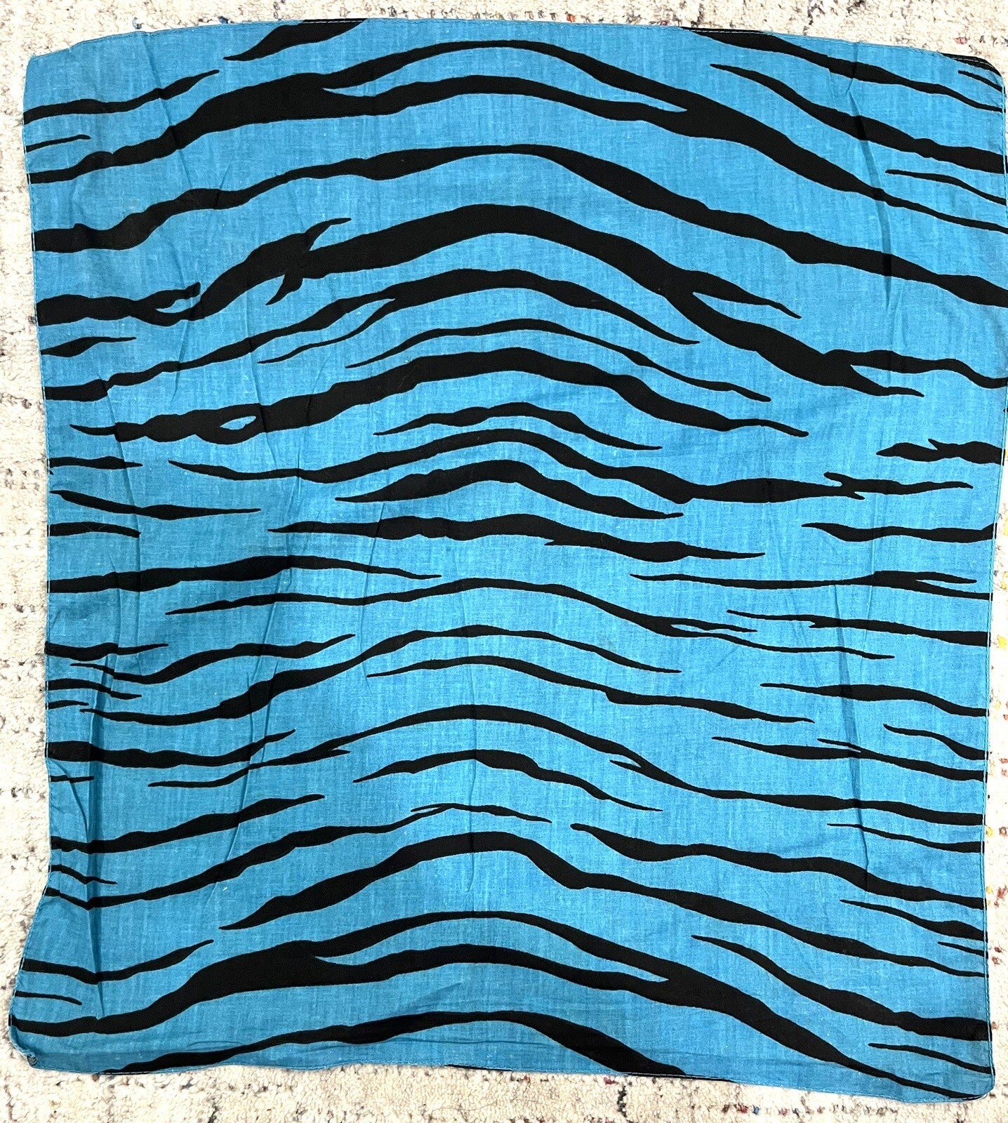 Vintage Scarf Turquoise Black Zebra Print