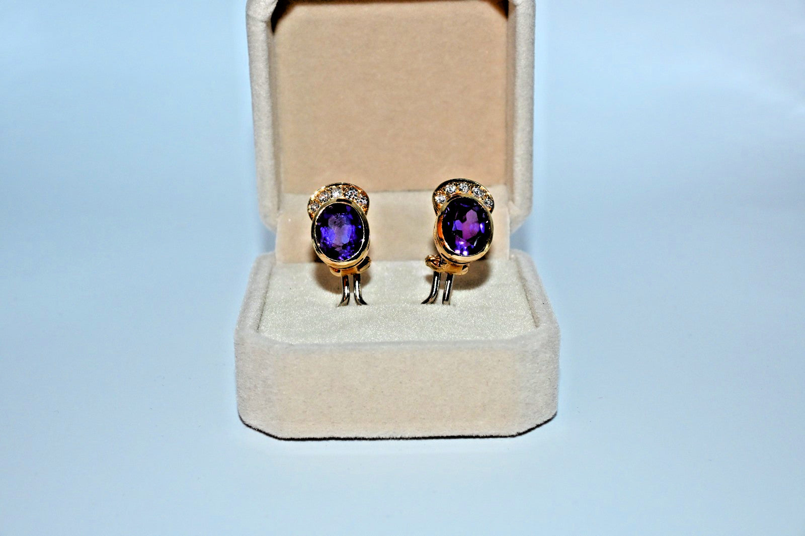 18k Gold vintage earrings Diamonds, Amethyst, Stunning, impressive, w/ appraisal