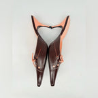 Prada Vintage Dark Brown Pink Bow embellished elongated mules heels EU 39 US 9