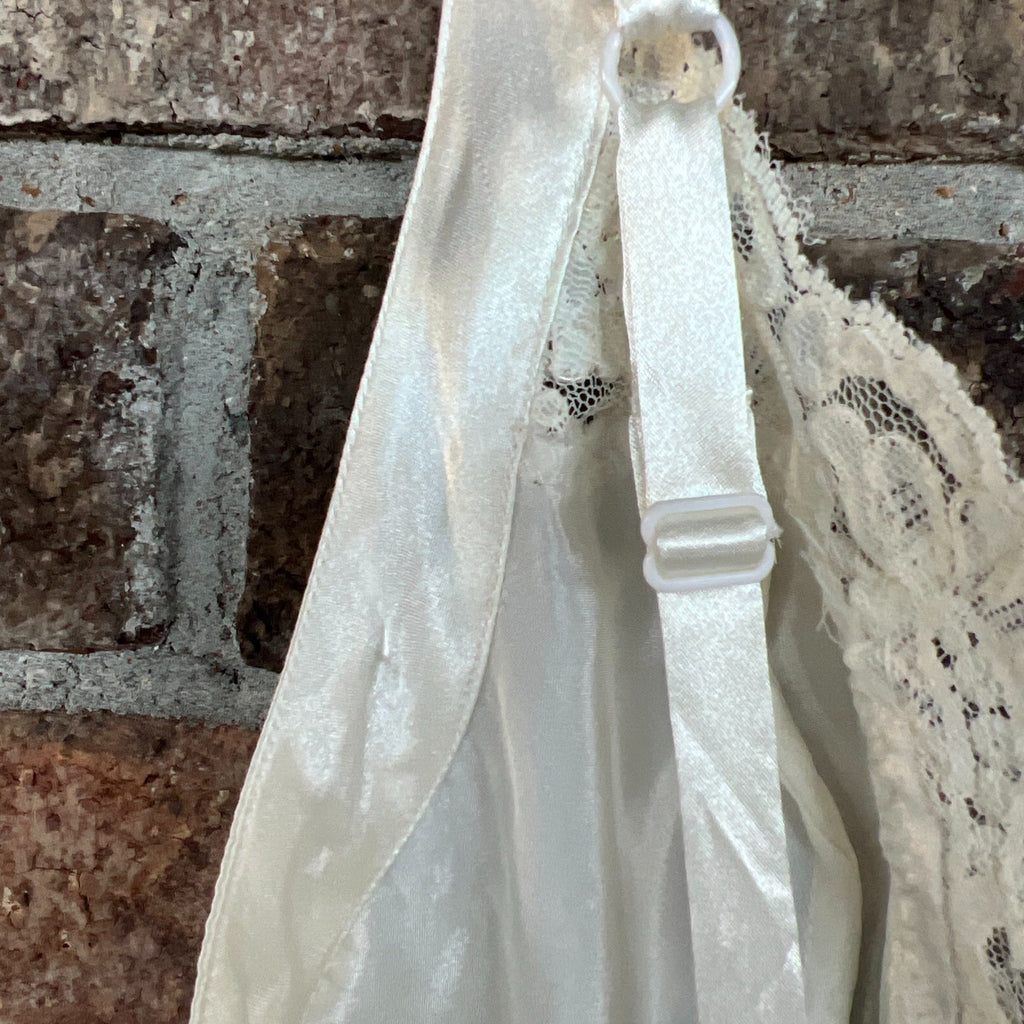 Vtg Victoria's Secret Slip Dress Chemise Sz S Ivory Lingerie 90s Coquette Bridal