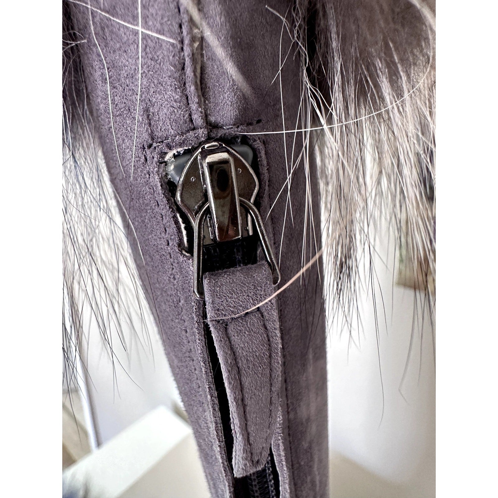 $1995 Manolo Blahnik Likanskim Boots Fur Suede Tall Womens Shoes Gray Size 37.5