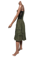 Vtg Dolce & Gabbana SS2003 Military Green Lace Up Dress S 40