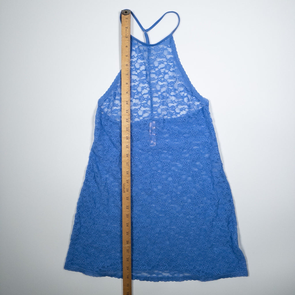 Victoria’s Secret Lace Chemise Slip Dress Blue M Racerback Lingerie Sleepwear