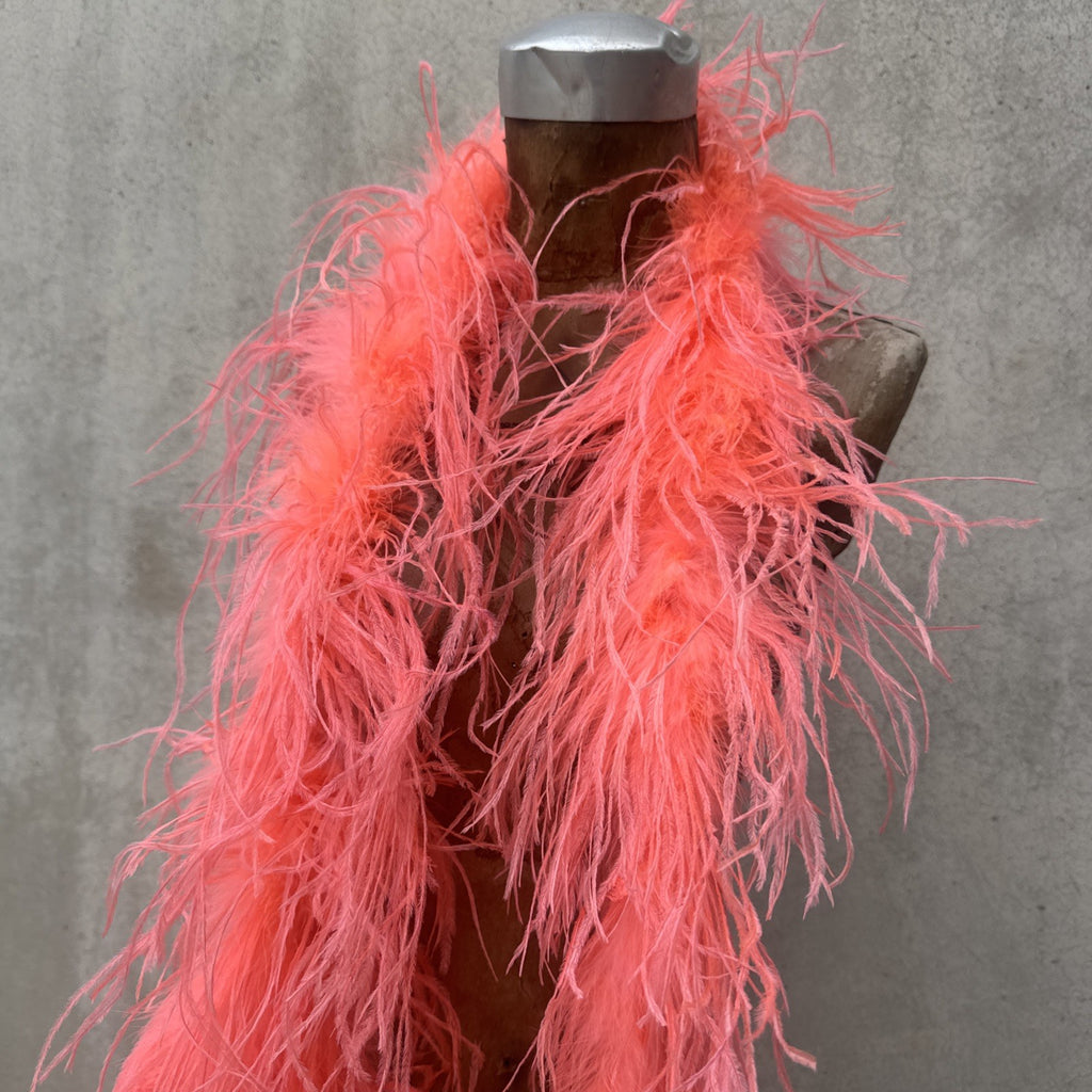 Vintage 1930s Pink Ostrich Feather Boa Scarf Shawl Old Hollywood Dress Accent