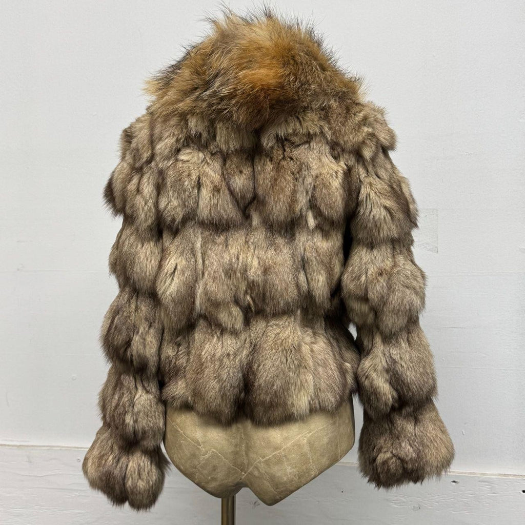 Vintage Y2K Brown Raccoon and Fox Fur Jacket