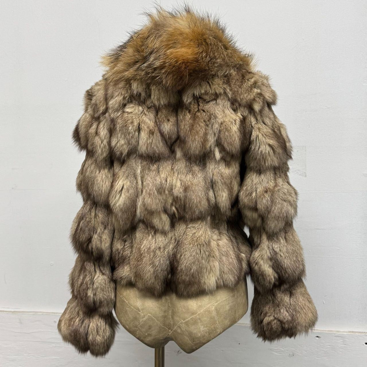 Vintage Y2K Brown Raccoon and Fox Fur Jacket