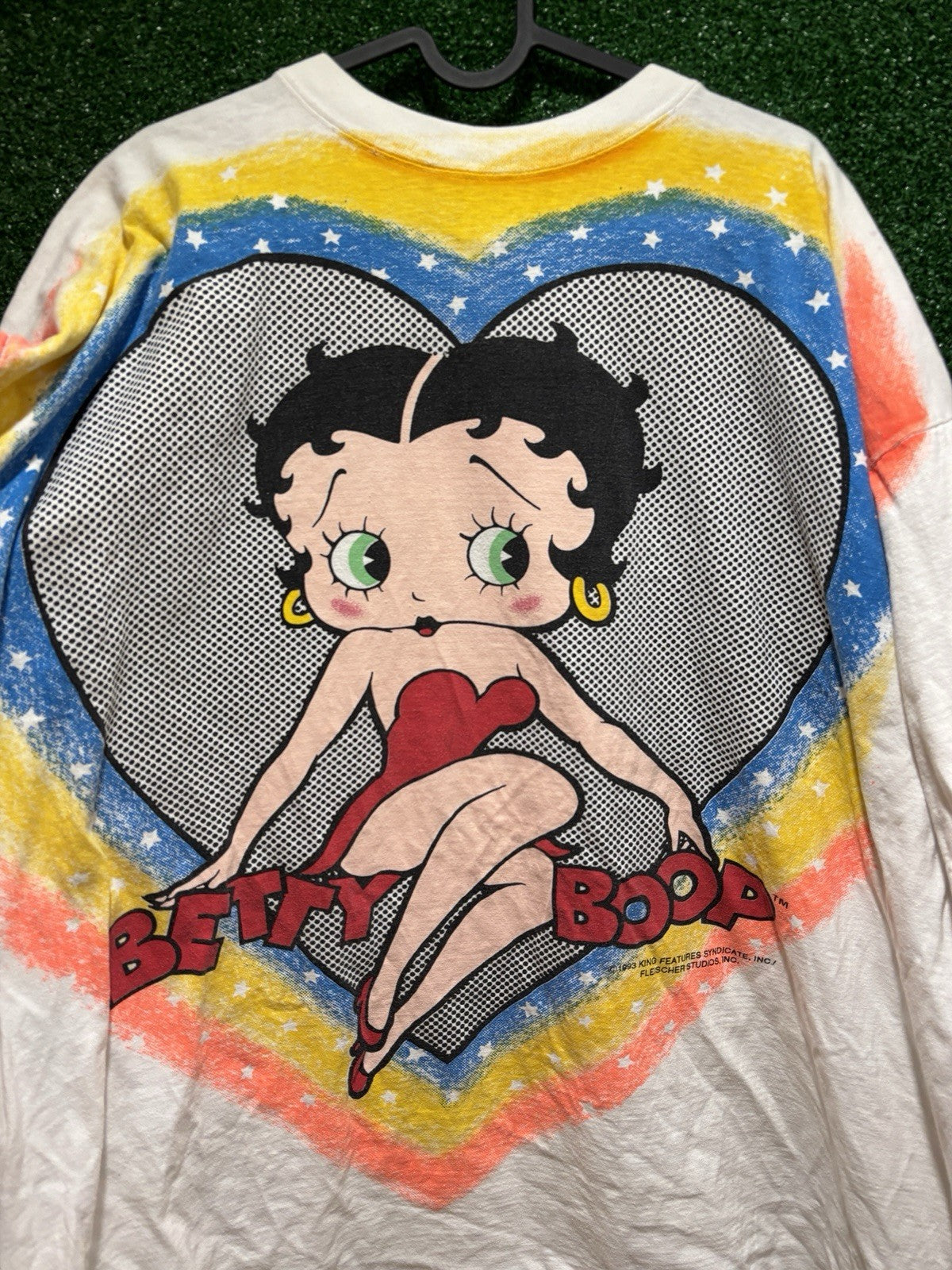 Vintage 1993 Betty Boop Big Heart Double Sided Mega Graphic T-Shirt sz OSFM*