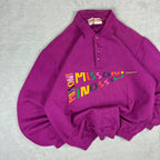 Missoni 1980s Purple Spellout Logo Button Up Jumper Size 42