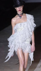 EMANUEL UNGARO VINTAGE S/S 2003 RUNWAY RUCHED MINI DRESS SIZE 38