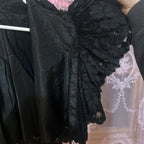 Vintage 1800's Victorian Gothic Black Lace Capelet w/ Beads  + Ruffle Size Small