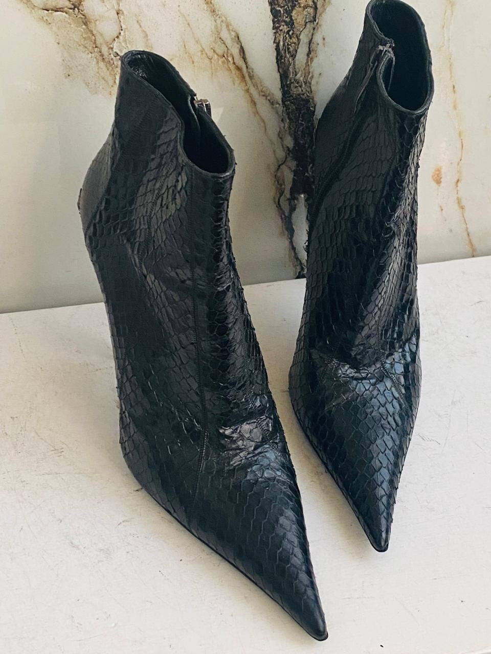 Gianmarco Lorenzi Best Women Boots  Premium Snake Leather High Heels Size 39