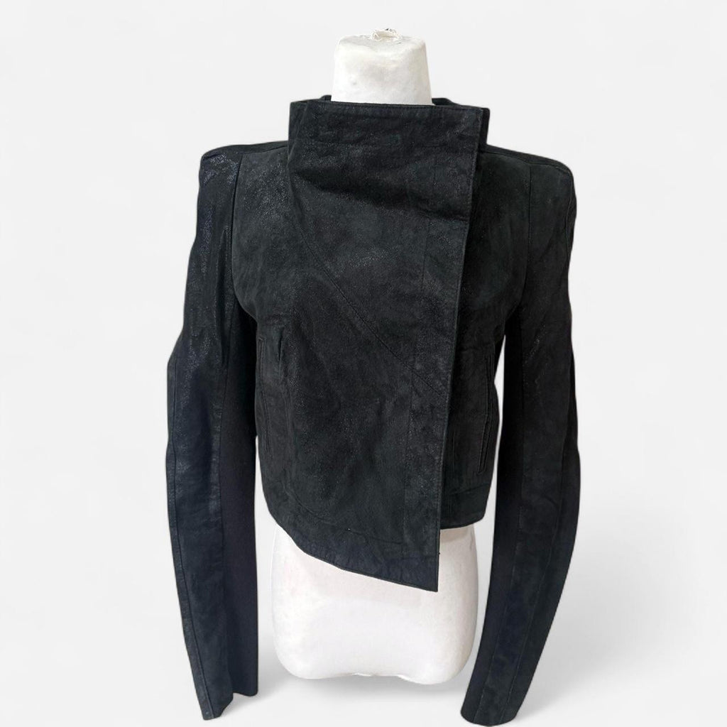 Vero Moda Fitted Pigskin Leather and Rabbit Fur Jacket
